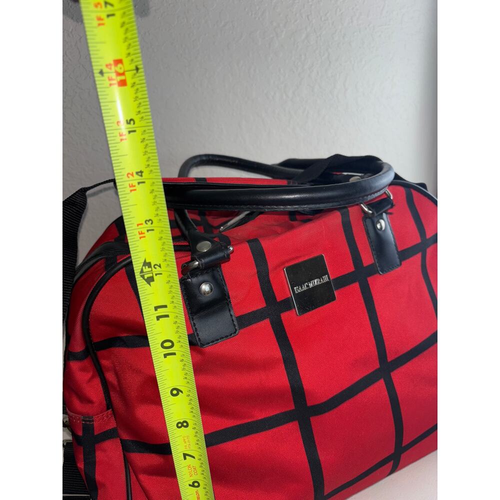 Isaac Mizrahi Hamilton Tote Red Black with Silver Hardware - Picture 5 of 13